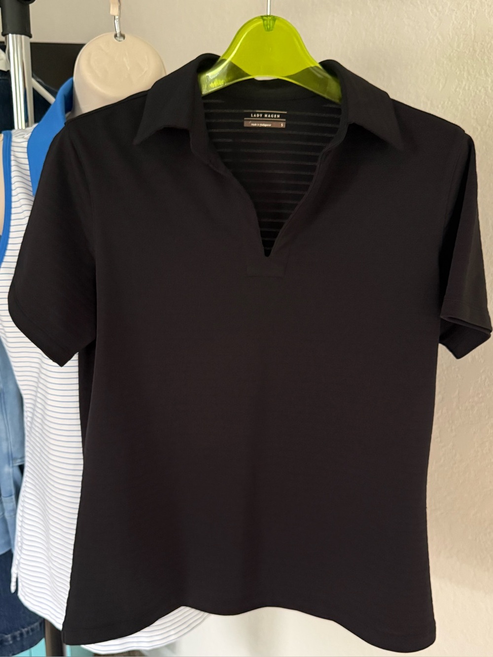 Lady Hagen Black Short-Sleeve Polo-Style Shirt Small